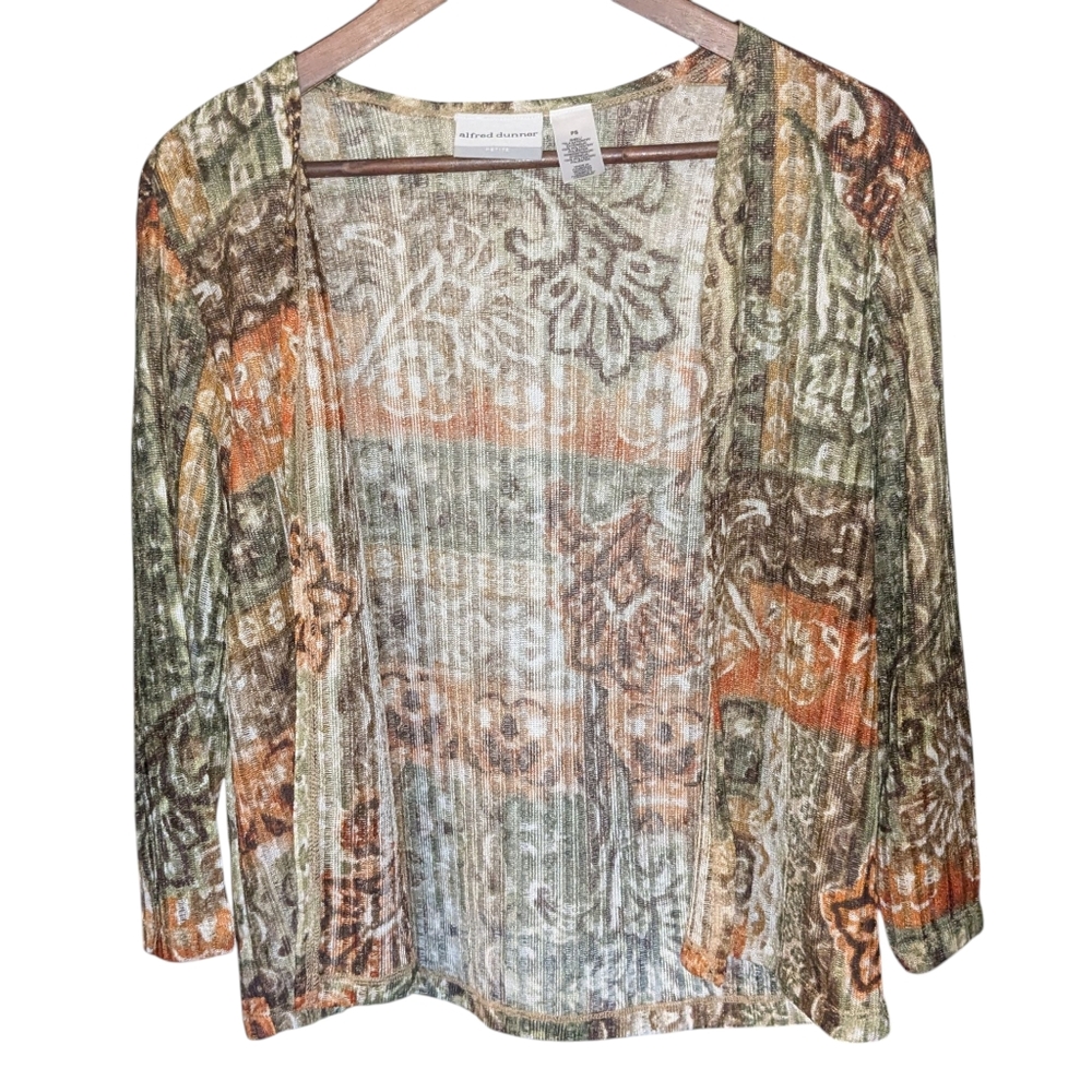 alfred dunner petite small open cardigan dark academia grandmacore retro boho